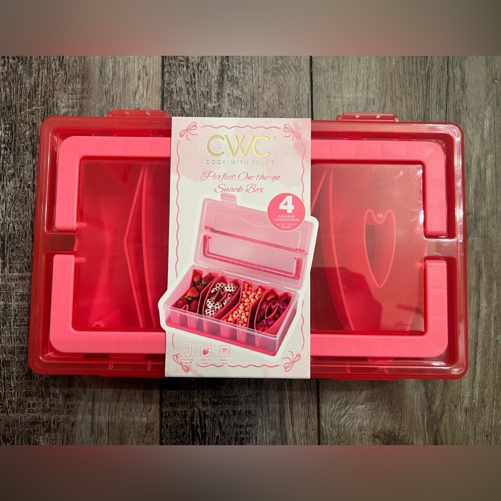 NEW CWC Cook With Color Pink Clear Food Storage Snack Box One Size - Picture 6 of 9
